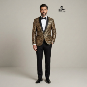 Saco Smoking Animal Print Dorado