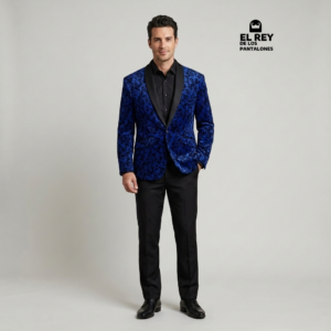 Saco Smoking Brocato Azul